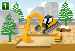 1.土の掘削及び固化材の混合、撹拌