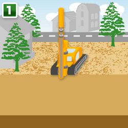 1.�@�B�Ɏ��t����ꂽ�Y���A�n�ʂƐ����ɗ��Ă܂��B